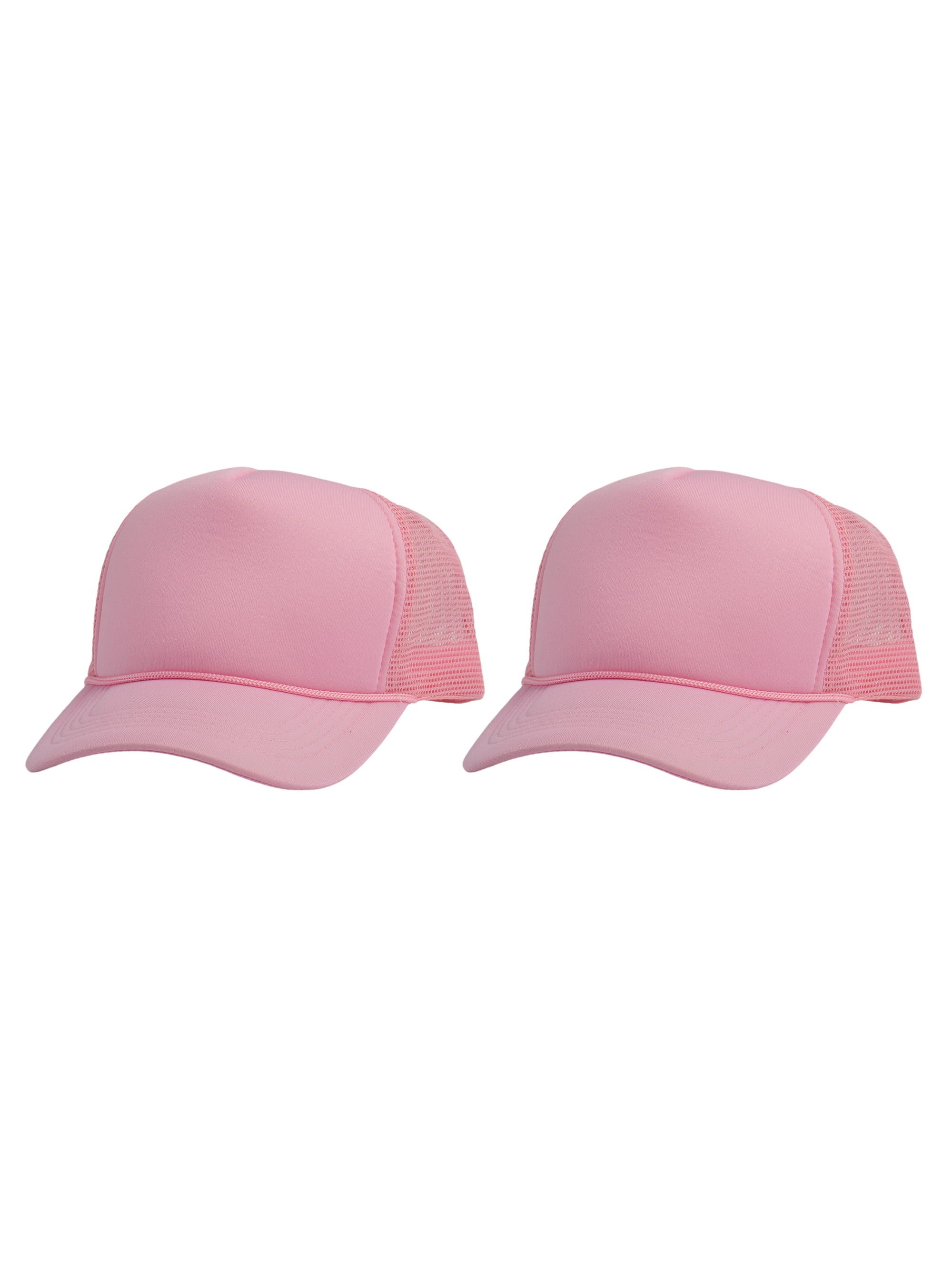 Top Headwear Men's Blank Rope Trucker Foam Mesh Plain Hats, 2PC Light Pink