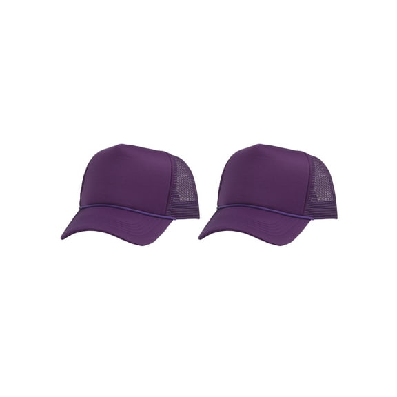 Top Headwear Men's Blank Rope Trucker Foam Mesh Plain Hats, 2PC Purple
