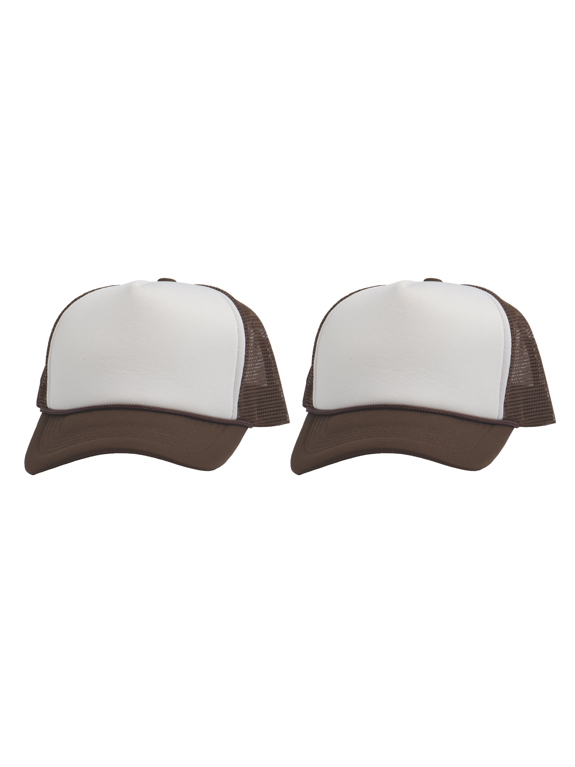 Two-Tone Blank Contrast Mesh Trucker Hats Brown/Creme