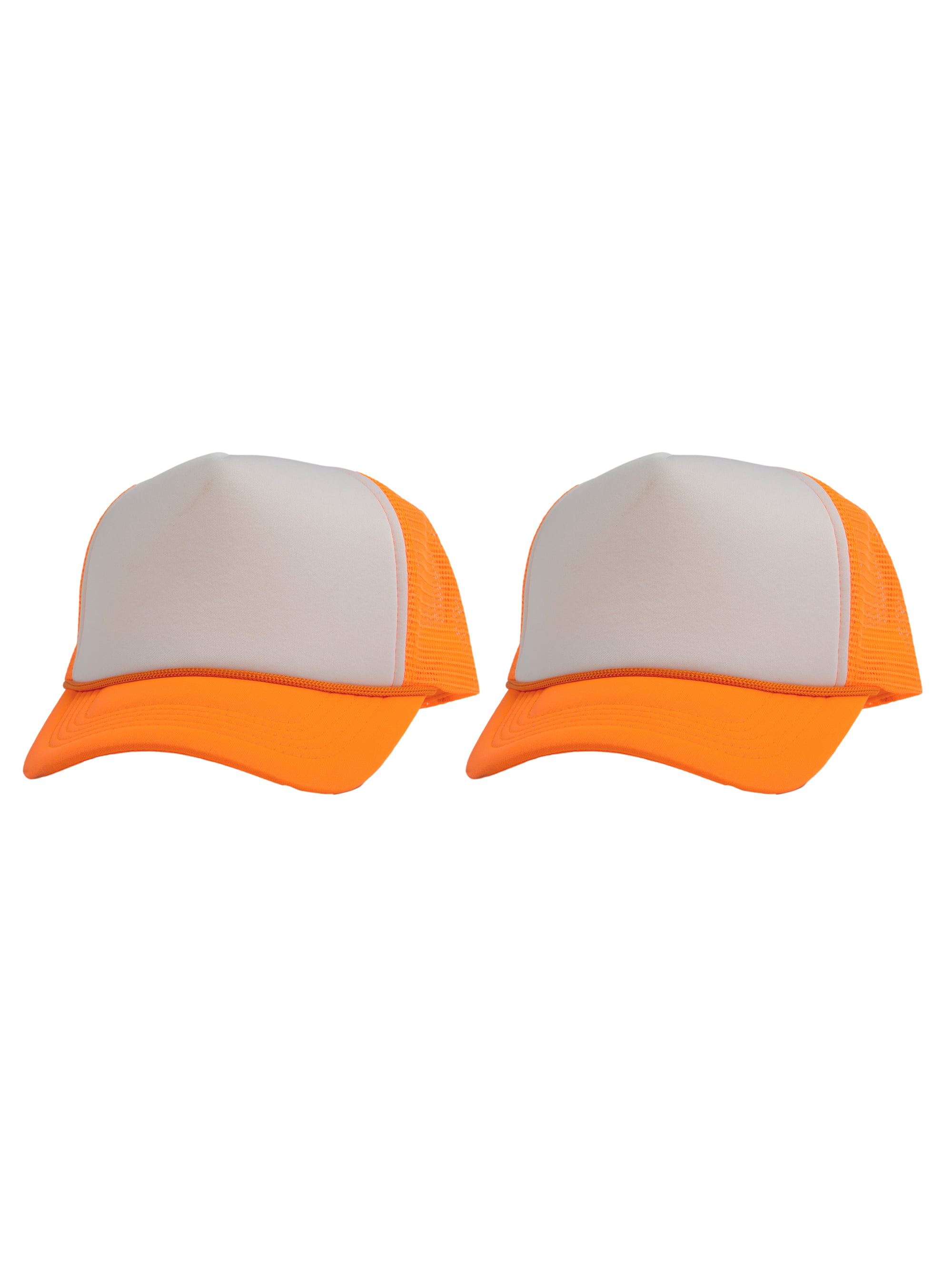 Top Headwear Men's Blank Rope Trucker Foam Mesh Plain Hats, 2PC White/Neon  Orange