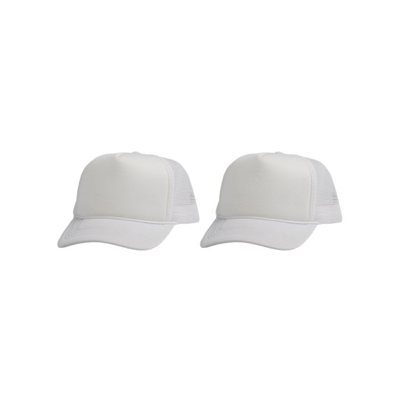 Top Headwear Men's Blank Rope Trucker Foam Mesh Plain Hats, 2PC White
