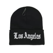 Top Headwear Mens California LA Los Angeles Old English Long Cuff Beanie, Black