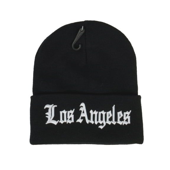Top Headwear Men's California LA Los Angeles Old English Long Cuff Beanie, Black