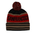 thumbnail image 1 of Top Headwear Men's City Caps Cuffed Striped Beanie w/ Pom - San Francisco - Black/Red, 1 of 1