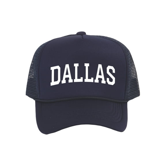 Top Headwear Men's City Name Trucker Hat - Snapback Mesh Sports Cap, Dallas Navy