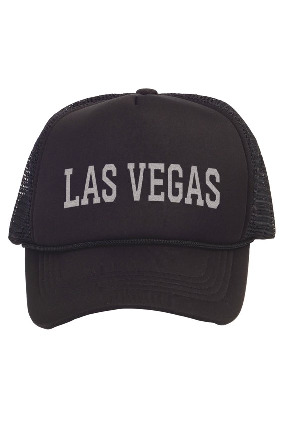 Top Headwear Men's City Name Trucker Hat - Snapback Mesh Sports Cap, Las Vegas Black