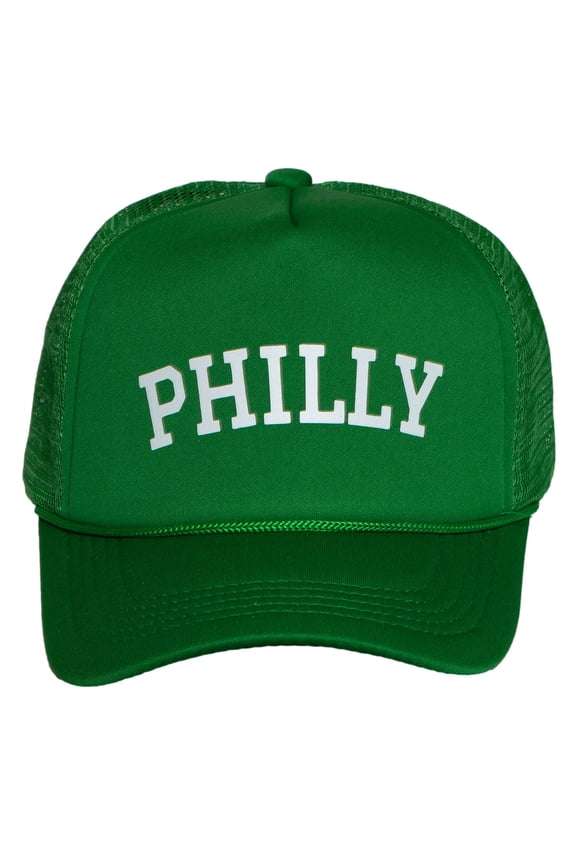 Top Headwear Men's City Name Trucker Hat - Snapback Mesh Sports Cap, Philadelphia Green