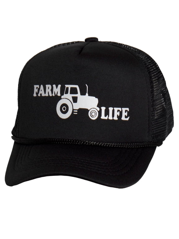 Top Headwear Men's Farm Life Trucker Hat - Snapback Tractor Cap Black