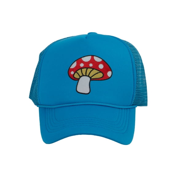 Top Headwear Men's Mushroom Hat - Enchanted Fungi Trucker Snapback Cap Aqua Blue