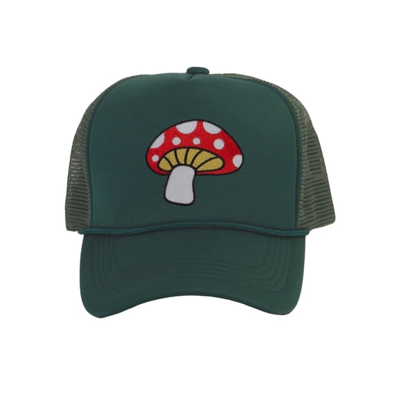 Top Headwear Men's Mushroom Hat - Enchanted Fungi Trucker Snapback Cap Forest Green