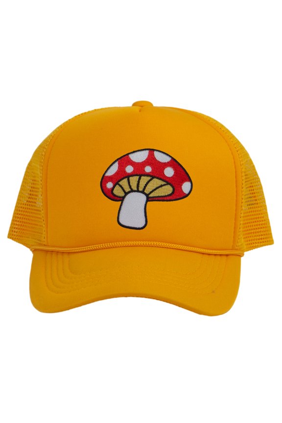 Top Headwear Men's Mushroom Hat - Enchanted Fungi Trucker Snapback Cap Gold