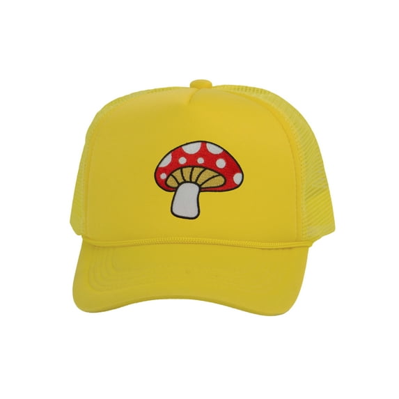 Top Headwear Men's Mushroom Hat - Enchanted Fungi Trucker Snapback Cap Yellow