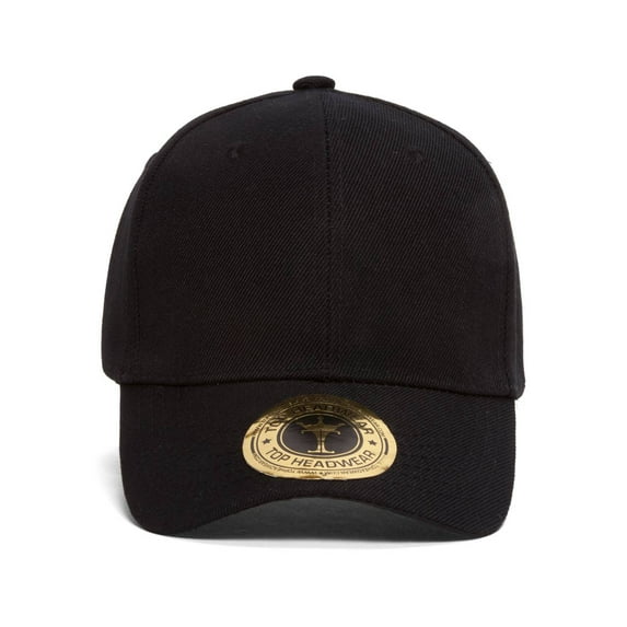 Top Headwear Men's Plain Baseball Cap - Adjustable Solid Color Ball Hat For Men or Women Black