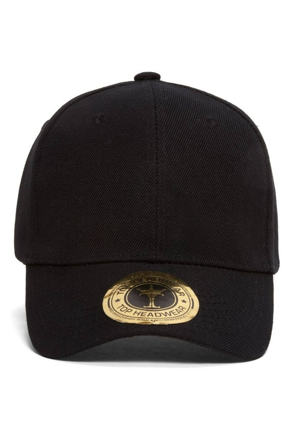 Top Headwear Men's Plain Baseball Cap - Adjustable Solid Color Ball Hat For Men or Women Black