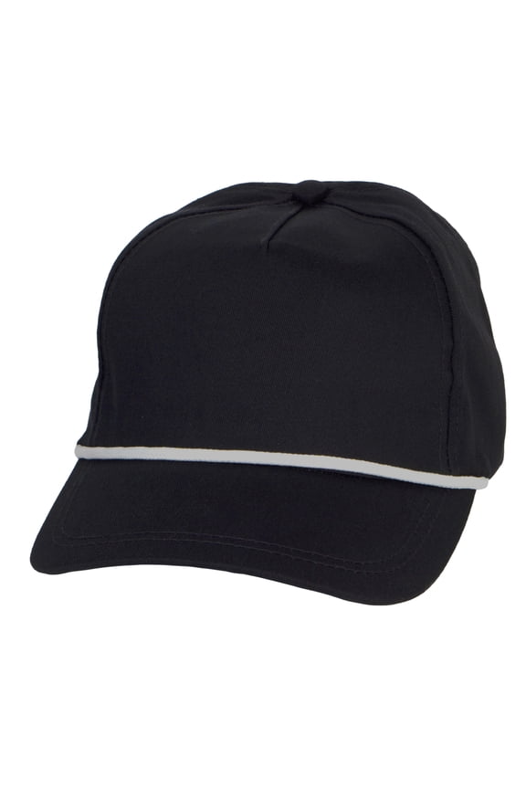Top Headwear Men's Snapback Rope Hat - 5 Panel Retro Classic Cap, Black/White