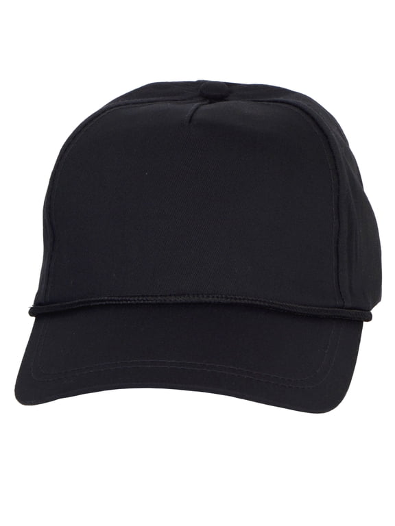 Top Headwear Men's Snapback Rope Hat - 5 Panel Retro Classic Cap, Black