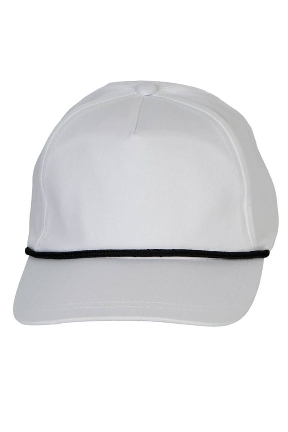 Top Headwear Men's Snapback Rope Hat - 5 Panel Retro Classic Cap, White