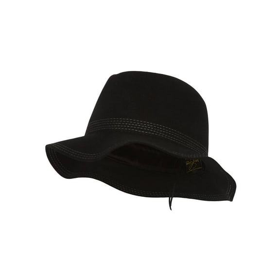 Top Headwear Men's Stitched Brim Safari Wool Hat, Black