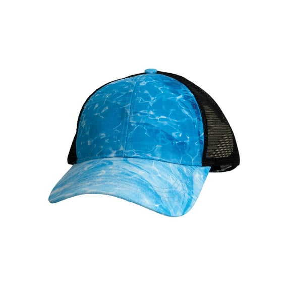 Top Headwear Men's Sublimated Mesh Trucker Hat Baseball Cap, Water