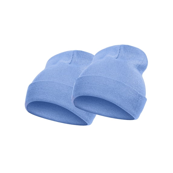 Top Headwear Men's Women's Solid Beanies - 2 Pack Winter Cap Knit Beanie Sky Blue