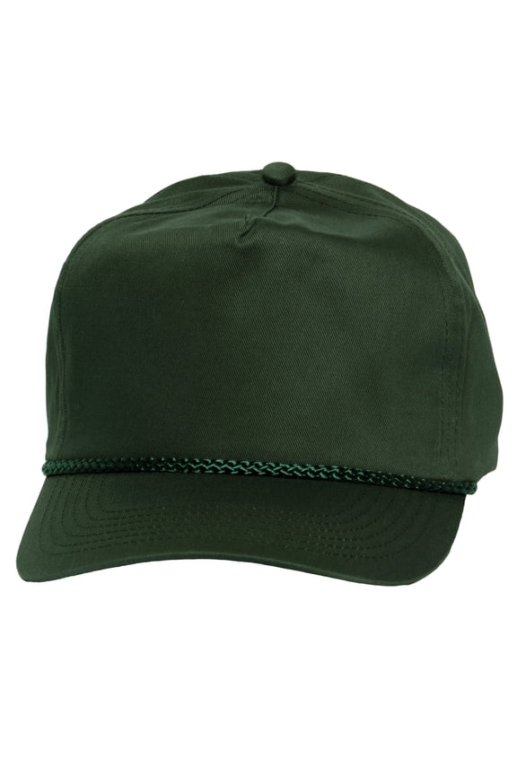 Top Headwear Mens Cotton Twill Golf Cap - Snapback Cap with Rope, Forest Green