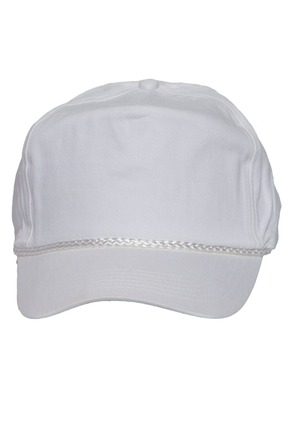 Top Headwear Mens Cotton Twill Golf Cap - Snapback Cap with Rope, White