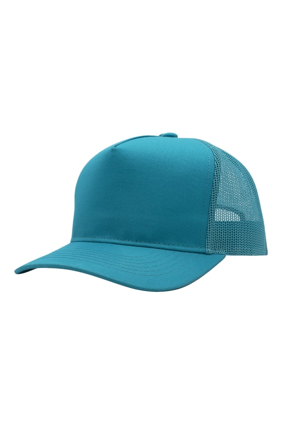 Top Headwear Mens Cotton Twill Trucker Hat - 5 Panel Snapback Cap, Aqua