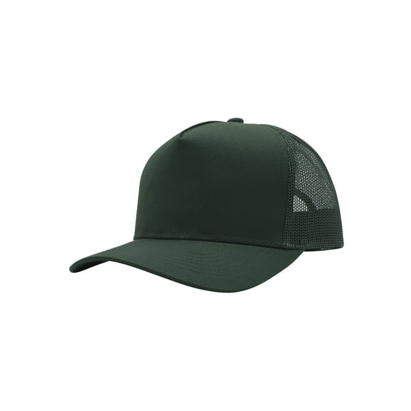 Top Headwear Mens Cotton Twill Trucker Hat - 5 Panel Snapback Cap, Dark Green
