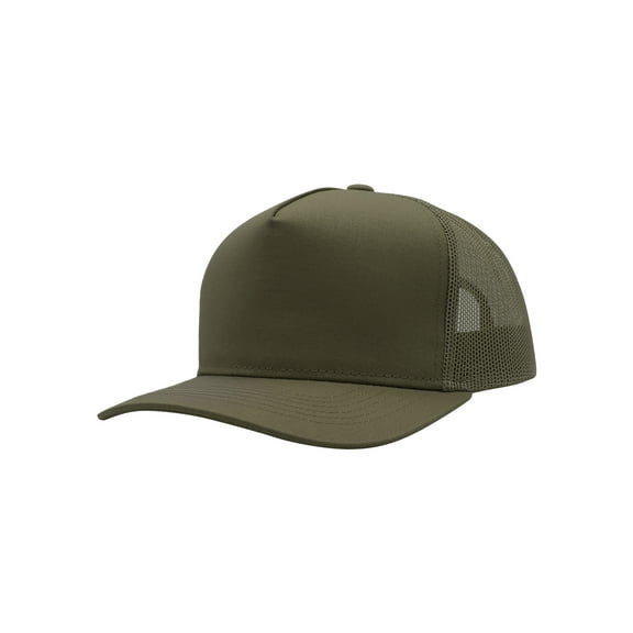 Top Headwear Mens Cotton Twill Trucker Hat - 5 Panel Snapback Cap, Olive