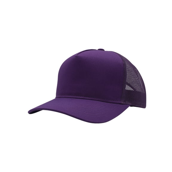 Top Headwear Mens Cotton Twill Trucker Hat - 5 Panel Snapback Cap, Purple