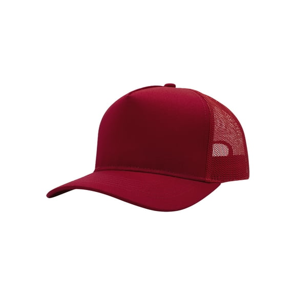 Top Headwear Mens Cotton Twill Trucker Hat - 5 Panel Snapback Cap, Red