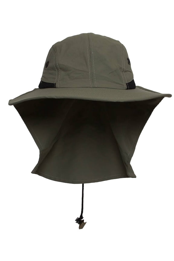 Top Headwear Mens Outdoor Flap Cap 4-panel w Clip- Olive