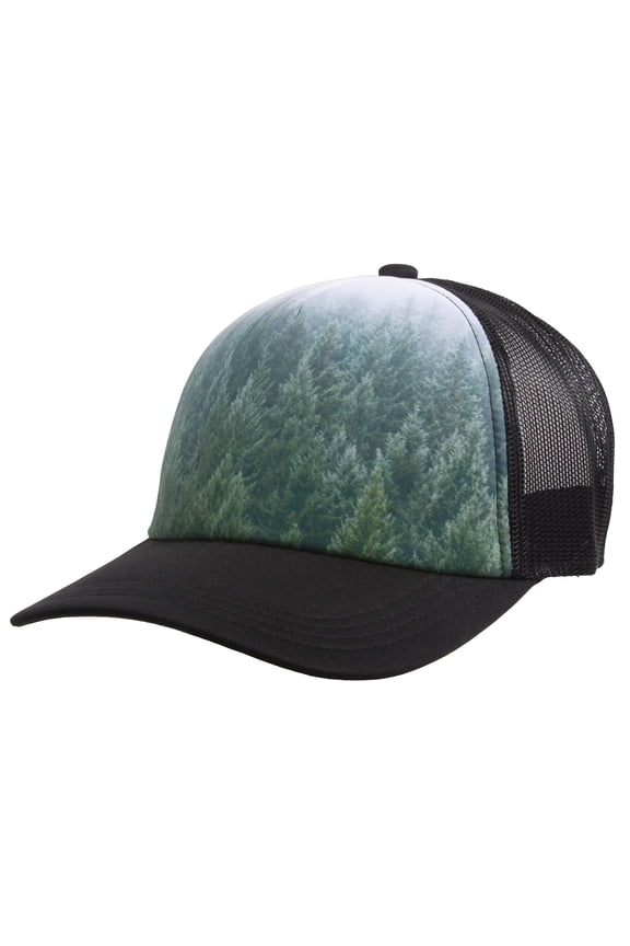 Top Headwear Mens Sublimated Trucker Hat - Photo Real Snapback Cap, Forest