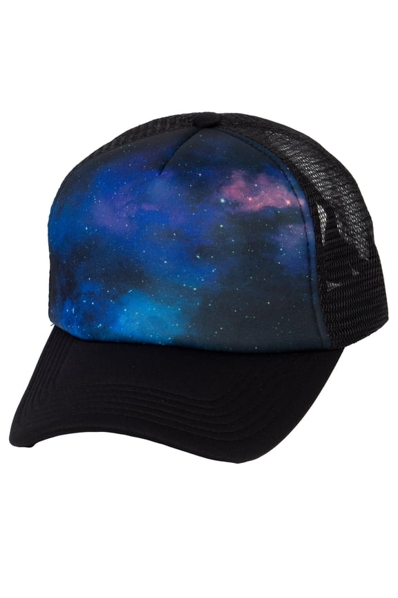 Top Headwear Mens Sublimated Trucker Hat - Photo Real Snapback Cap, Galaxy