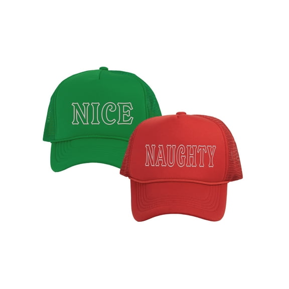 Top Headwear Mens Womens Christmas Trucker Hat Naughty & Nice Holiday Snapback Cap