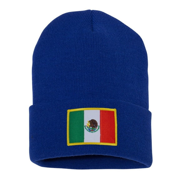 Top Headwear Mexico Beanie - Men's Womens Long Winter Cuff Beanie Cap, Royal