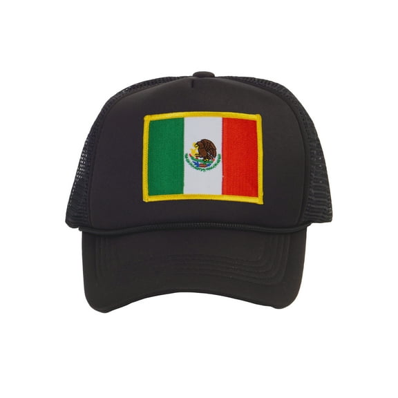 Top Headwear Mexico Flag Trucker Hat - Men's Foam Mesh Snapback Cap Black