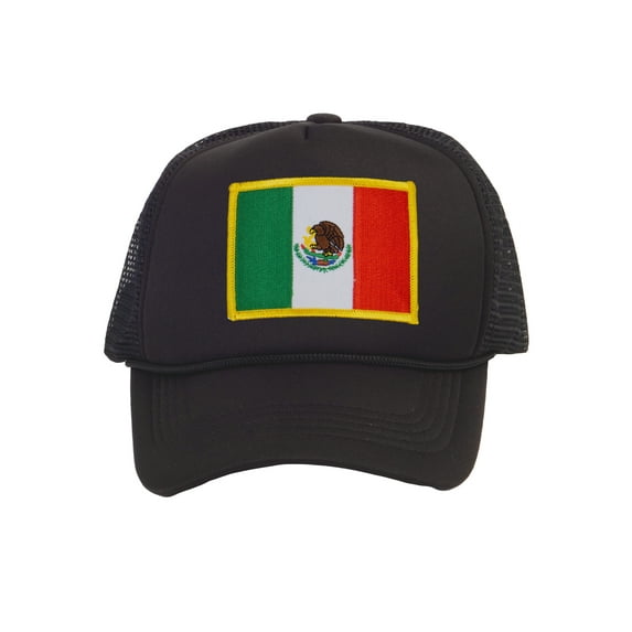 Top Headwear Mexico Flag Trucker Hat - Men's Foam Mesh Snapback Cap Black