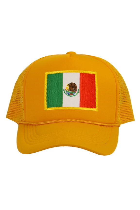 Top Headwear Mexico Flag Trucker Hat - Men's Foam Mesh Snapback Cap Gold