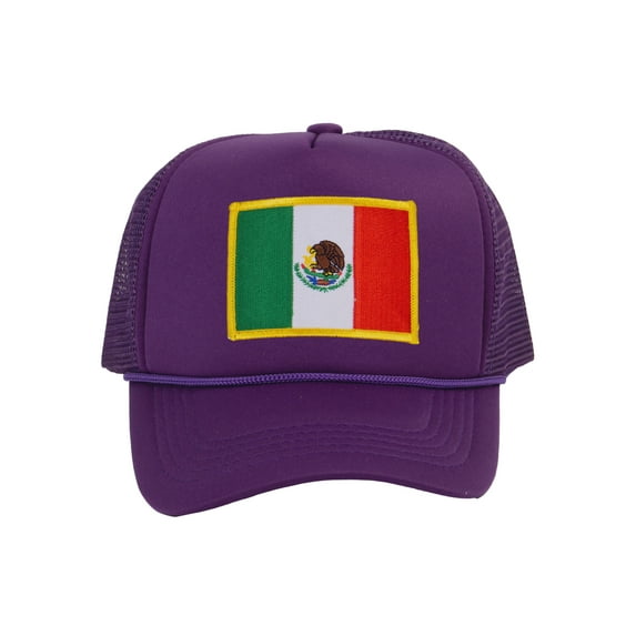 Top Headwear Mexico Flag Trucker Hat - Men's Foam Mesh Snapback Cap Purple