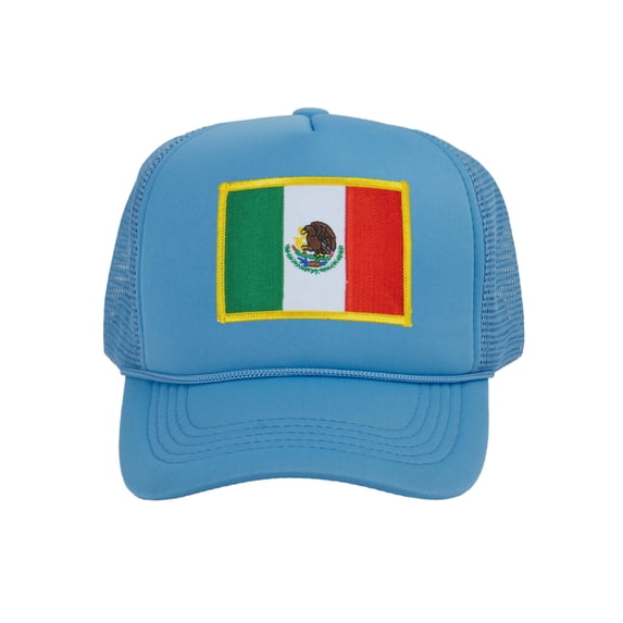 Top Headwear Mexico Flag Trucker Hat - Men's Foam Mesh Snapback Cap Sky Blue