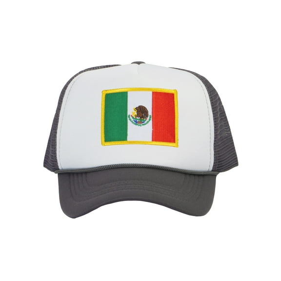 Top Headwear Mexico Flag Trucker Hat - Men's Foam Mesh Snapback Cap White/Dark Grey