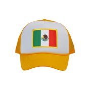 Top Headwear Mexico Flag Trucker Hat - Men's Foam Mesh Snapback Cap White/Gold
