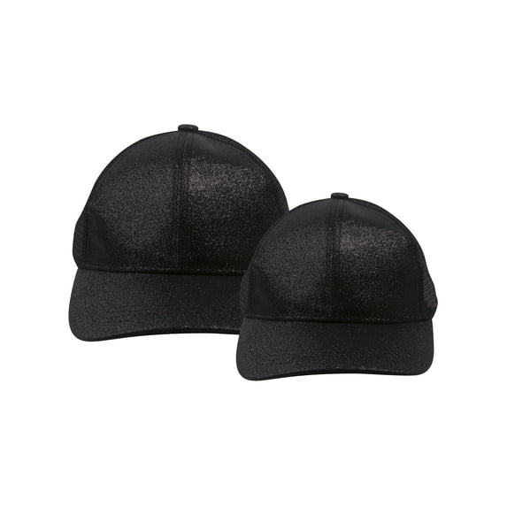 Top Headwear Mother/Daughter Ponytail Bun Trucker Hat - Black