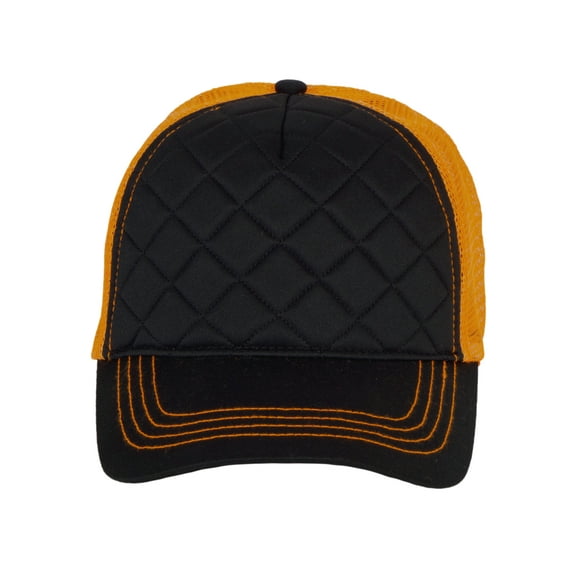 Top Headwear Neon Fashion Quilted Trucker Cap - Black/Neon Orange