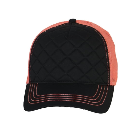 Top Headwear Neon Fashion Quilted Trucker Cap - Black/Neon Pink