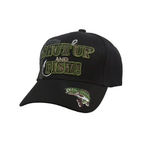 Top Headwear Outdoor Shut Up and Fish Baseball Cap - Black
