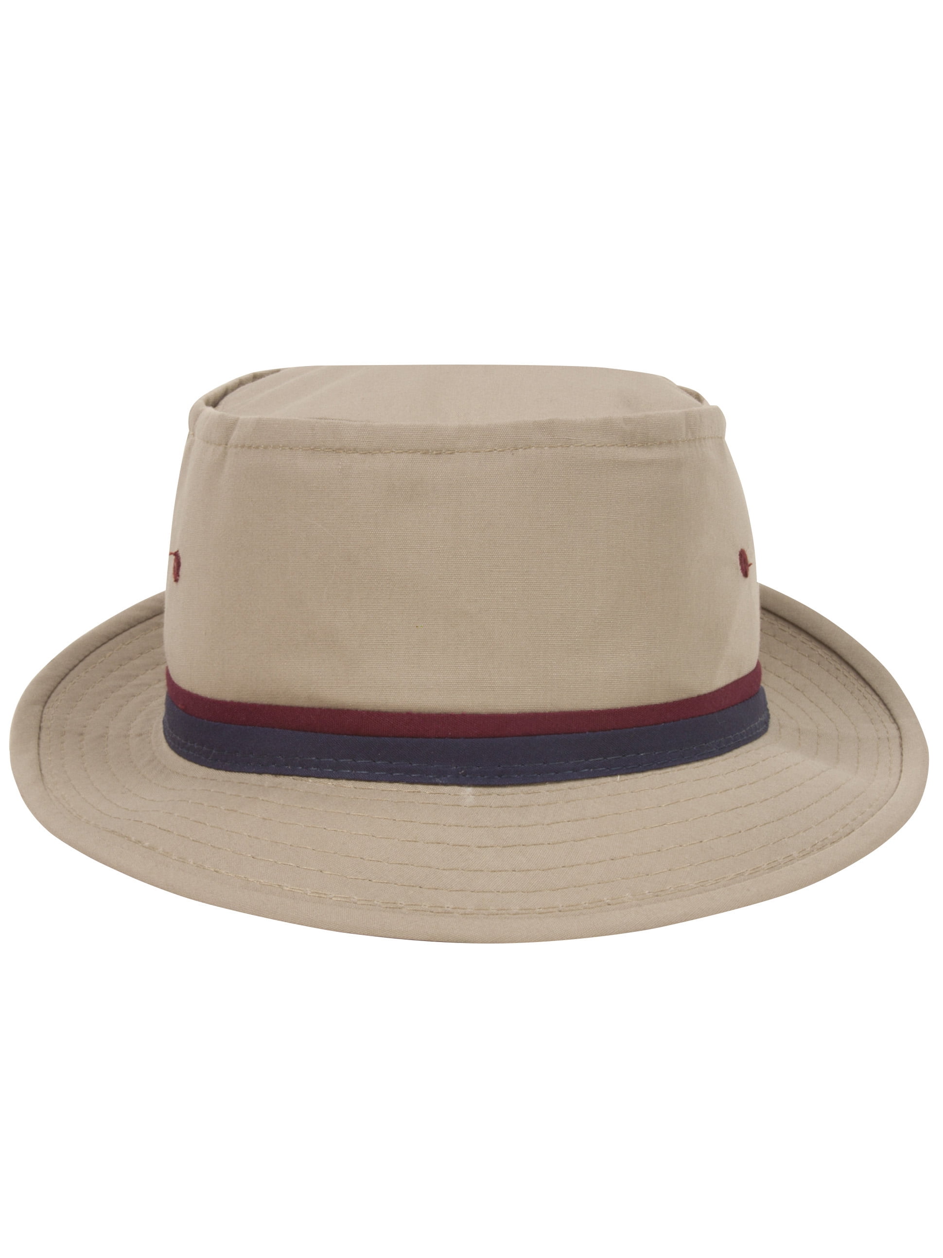 Top Headwear Packable Pork Pie Ribbon Bucket Hat - Tan - Small