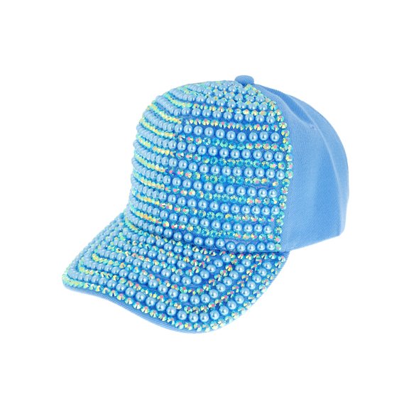 Top Headwear Pearl Rhinestone Bling Baseball Cap - Aqua