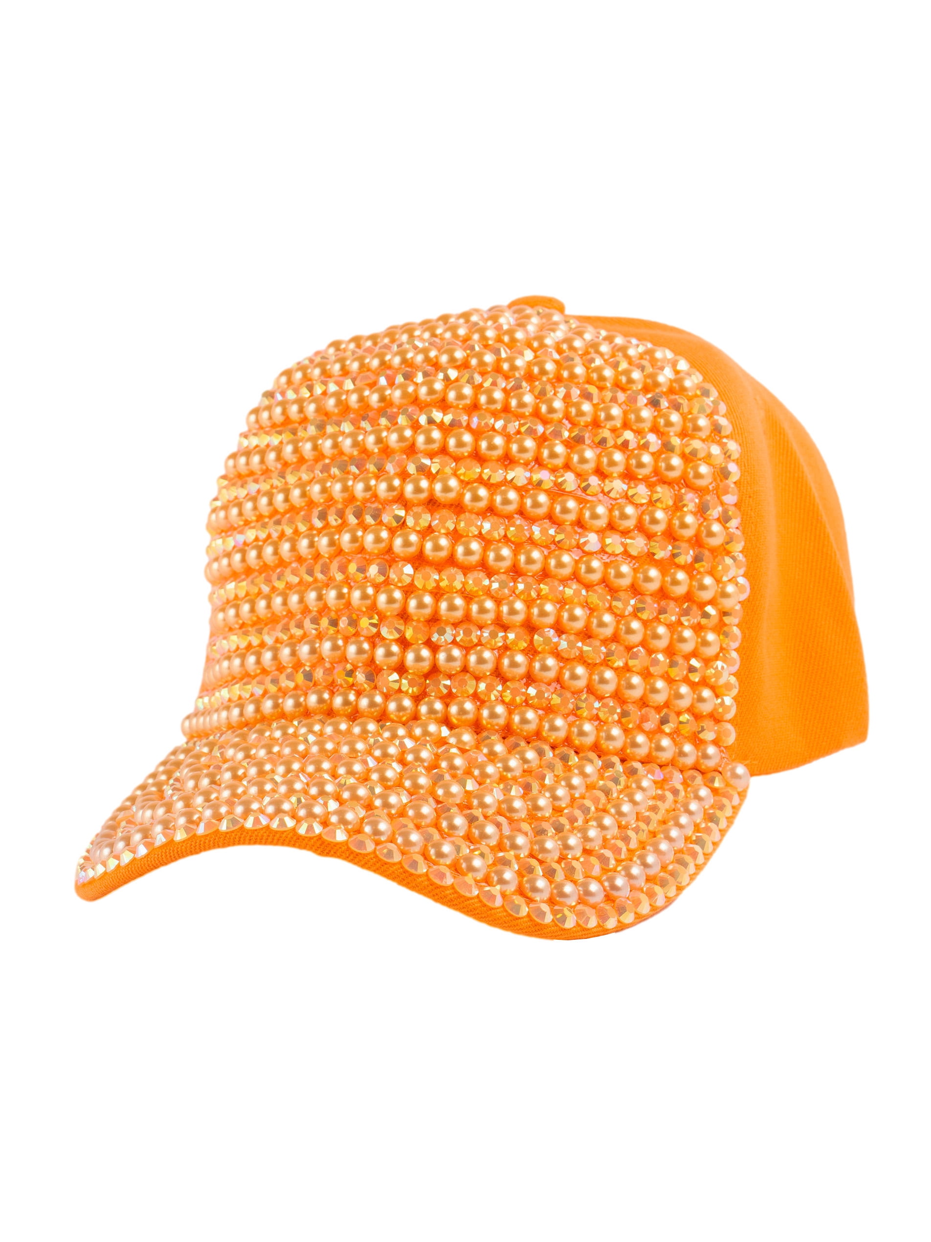 Top Headwear Pearl Rhinestone Bling Baseball Cap - Orange  display picture 3